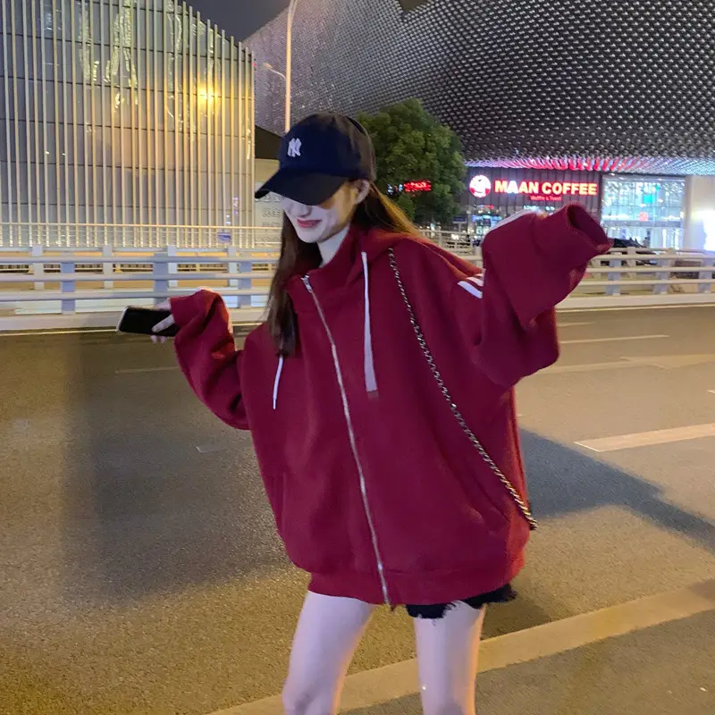 Women's Red Velvet Hooded Zipper Sweatshirt 2020+ — feature 11