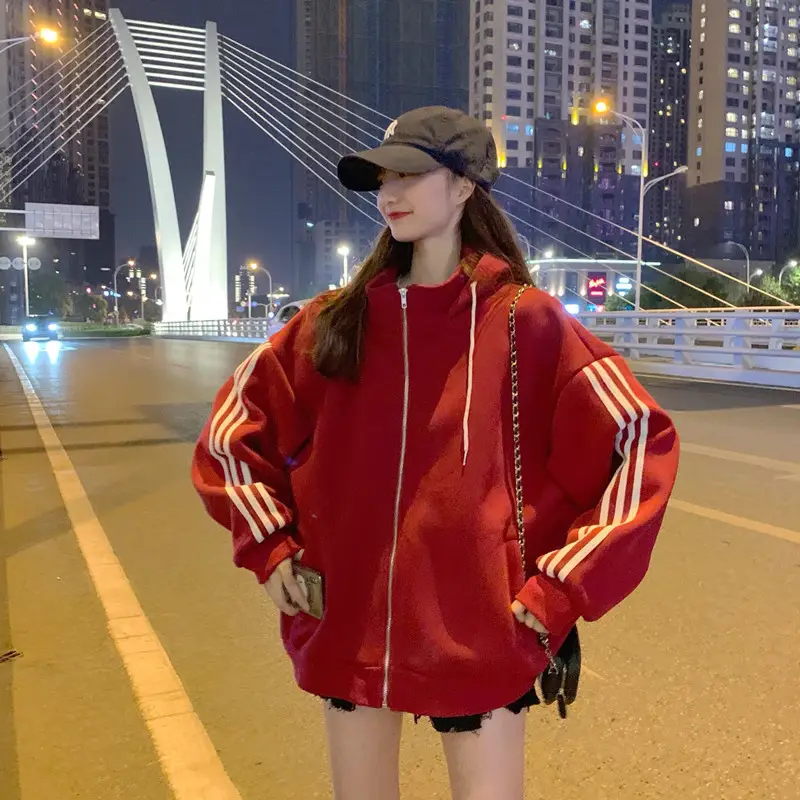 Women's Red Velvet Hooded Zipper Sweatshirt 2020+ — feature 3