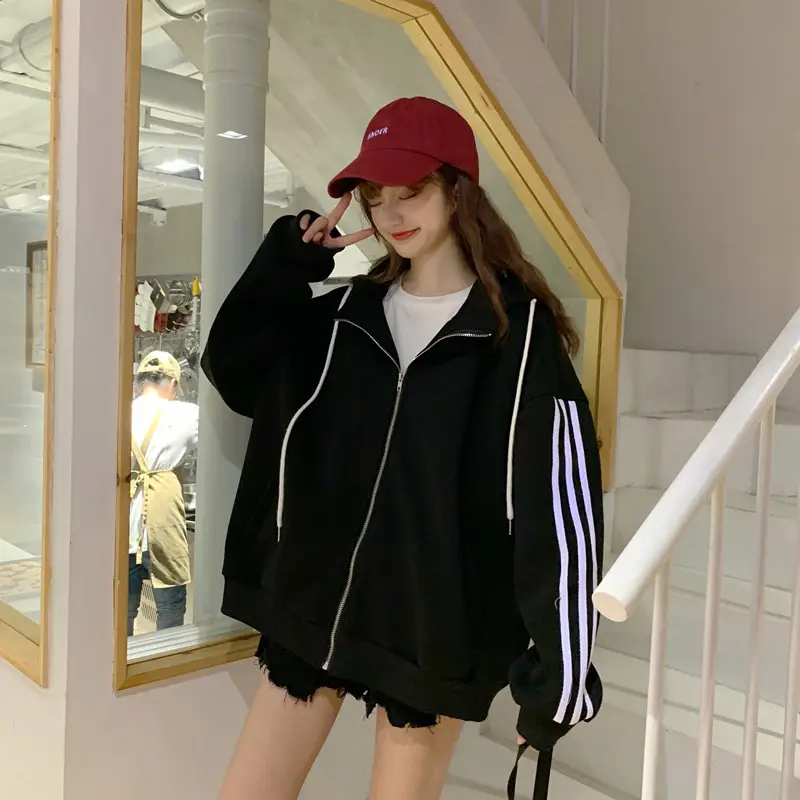 Women's Red Velvet Hooded Zipper Sweatshirt 2020+ — feature 35