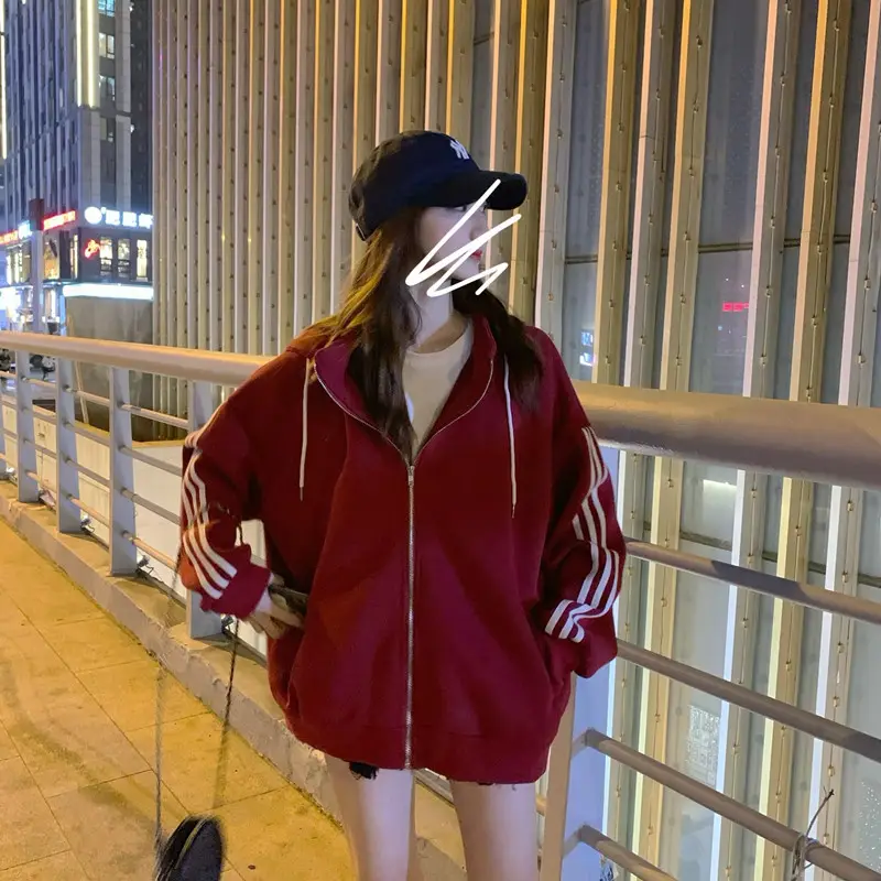 Women's Red Velvet Hooded Zipper Sweatshirt 2020+ — feature 8