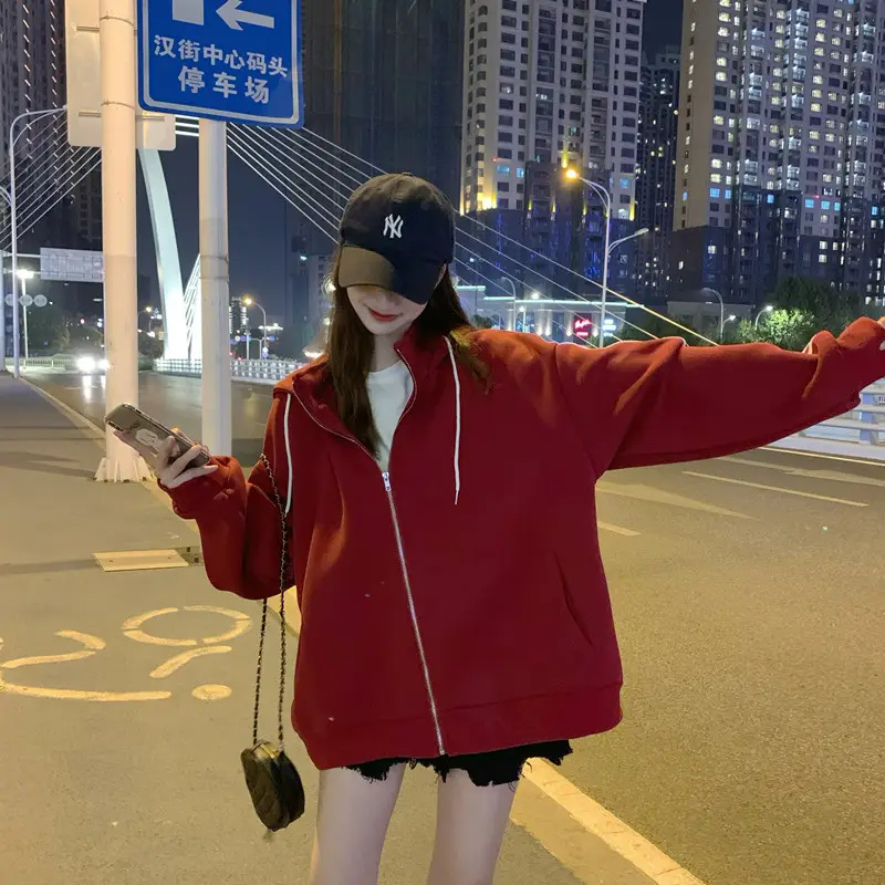 Women's Red Velvet Hooded Zipper Sweatshirt 2020+ — feature 9