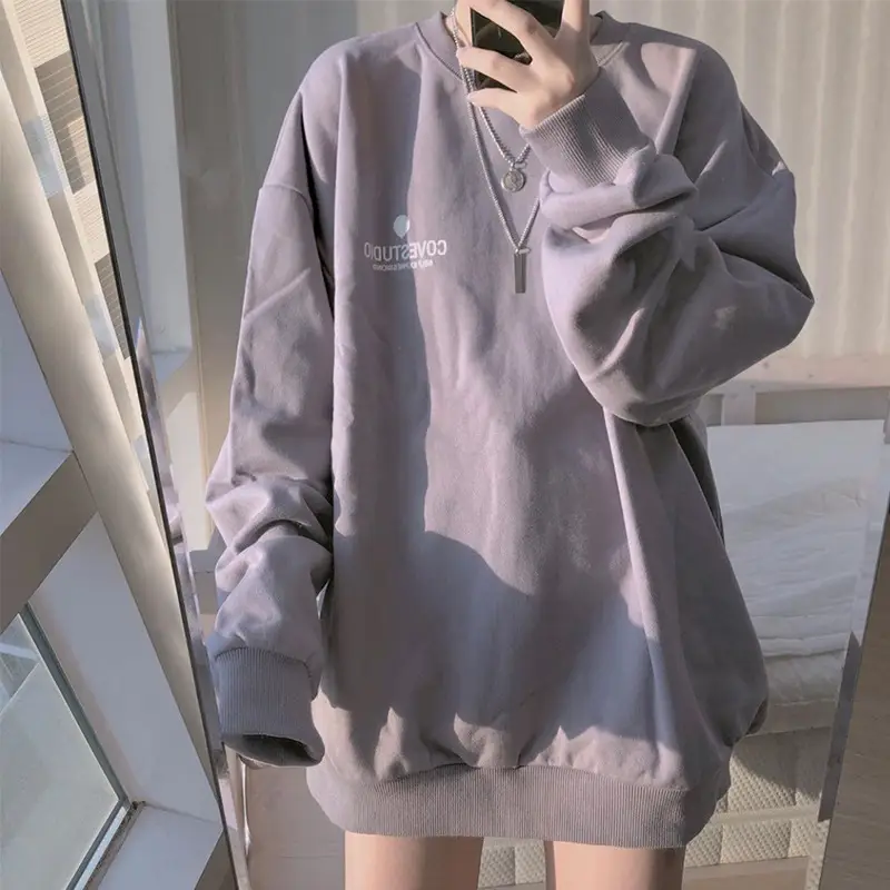 Women Loose Fit Grey Sweatshirt 2026 Autumn - Image 3