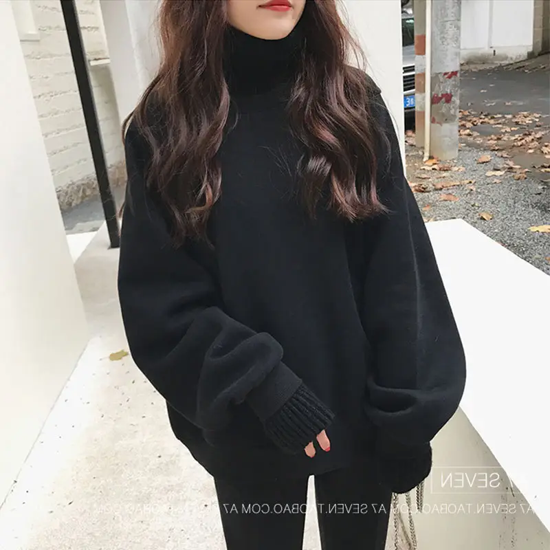 Women Fleece Lined Turtleneck Sweater Winter Warm Jacket - Image 5