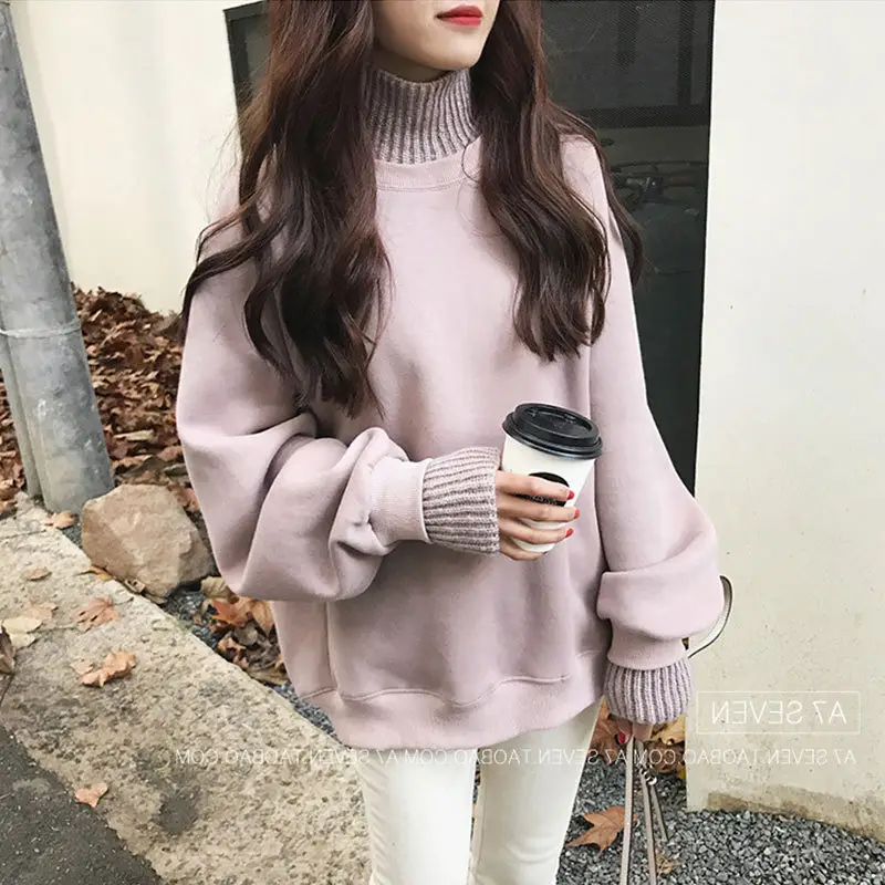 Women Fleece Lined Turtleneck Sweater Winter Warm Jacket - Image 6