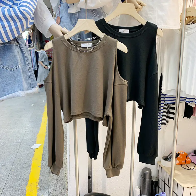 Cec Long Sleeve Off Shoulder Sweatshirt Women Black 2026 - Image 6