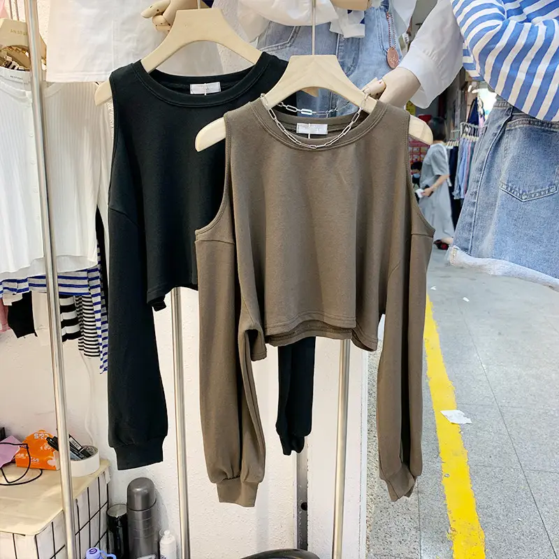 Cec Long Sleeve Off Shoulder Sweatshirt Women Black 2026 - Image 2