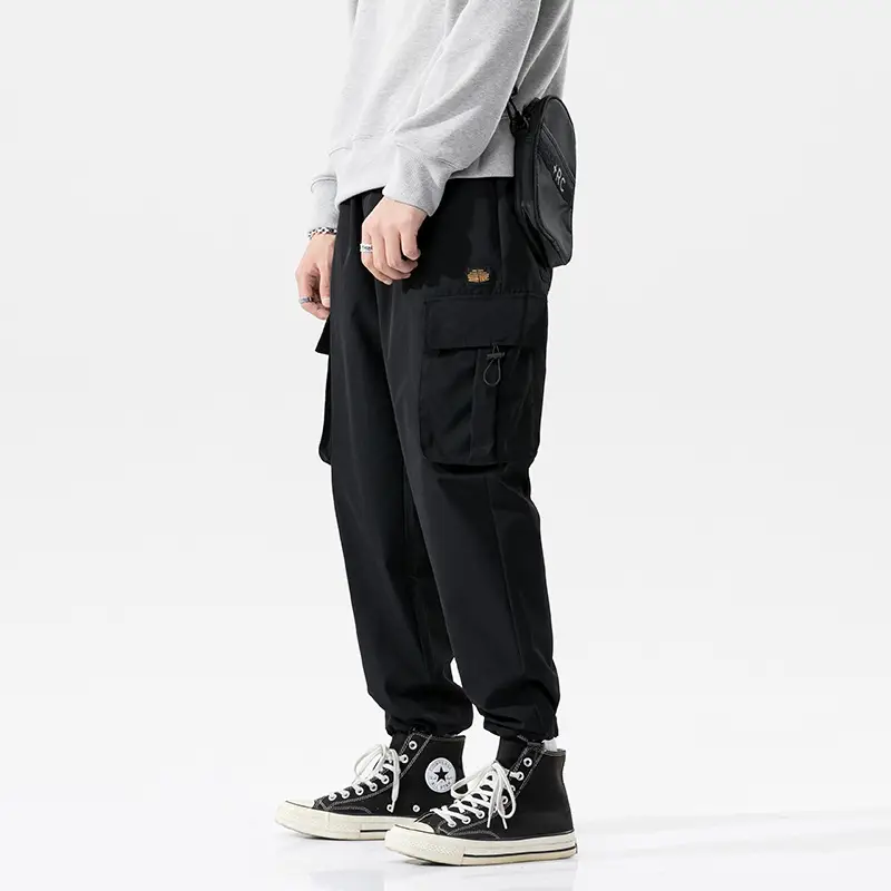 Men's Light Blue Cargo Pants Ankle-Tied Drawstring - Image 5