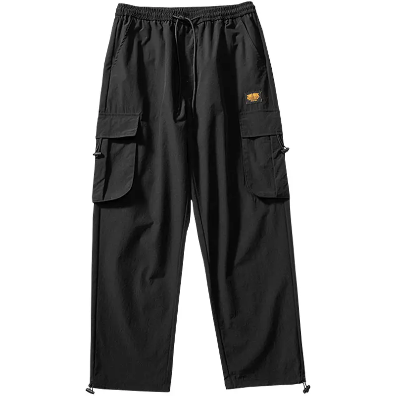 Men's Light Blue Cargo Pants Ankle-Tied Drawstring - Image 8