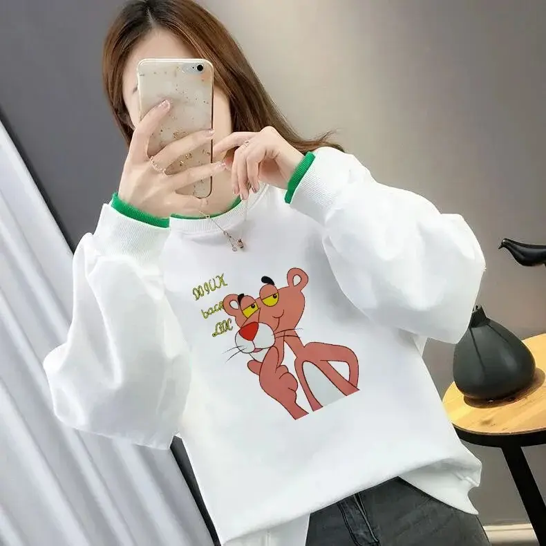 Women Fake Two-Piece Sweater Set White Green Cartoon Print — feature 10