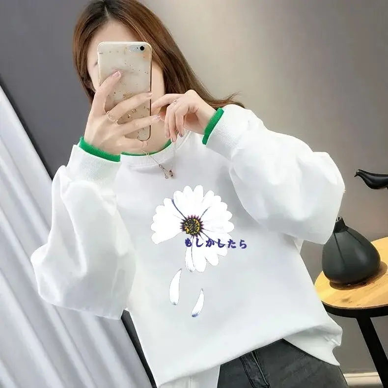 Women Fake Two-Piece Sweater Set White Green Cartoon Print — feature 12