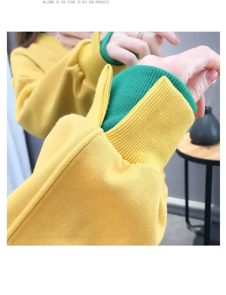 Women Fake Two-Piece Sweater Set White Green Cartoon Print — feature 3