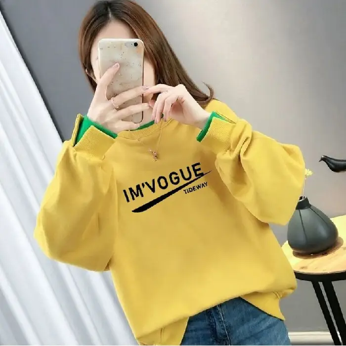 Women Fake Two-Piece Sweater Set White Green Cartoon Print - Image 10