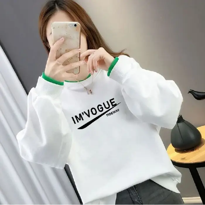 Women Fake Two-Piece Sweater Set White Green Cartoon Print - Image 9