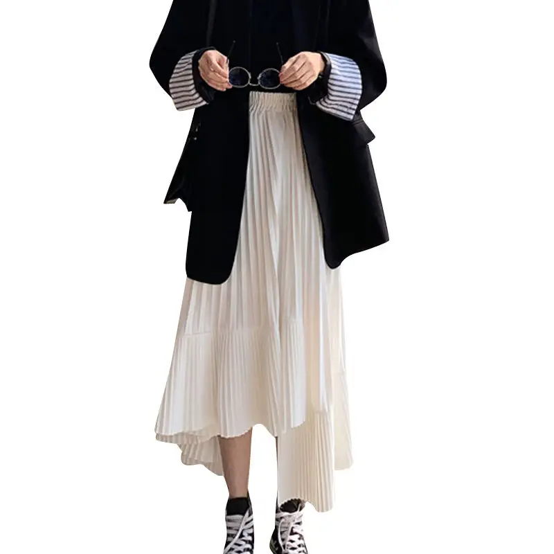 Irregular Pleated Chiffon Skirt White High Waist Autumn 2026 - Image 3