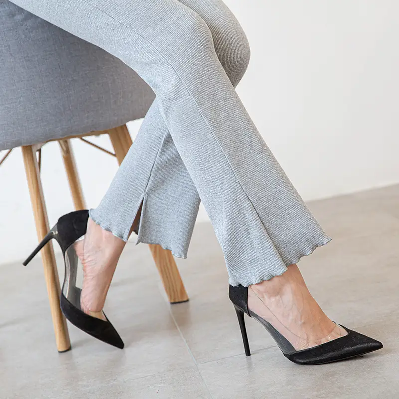 Women Split Leggings Beige High Heel Casual Wear - Image 14