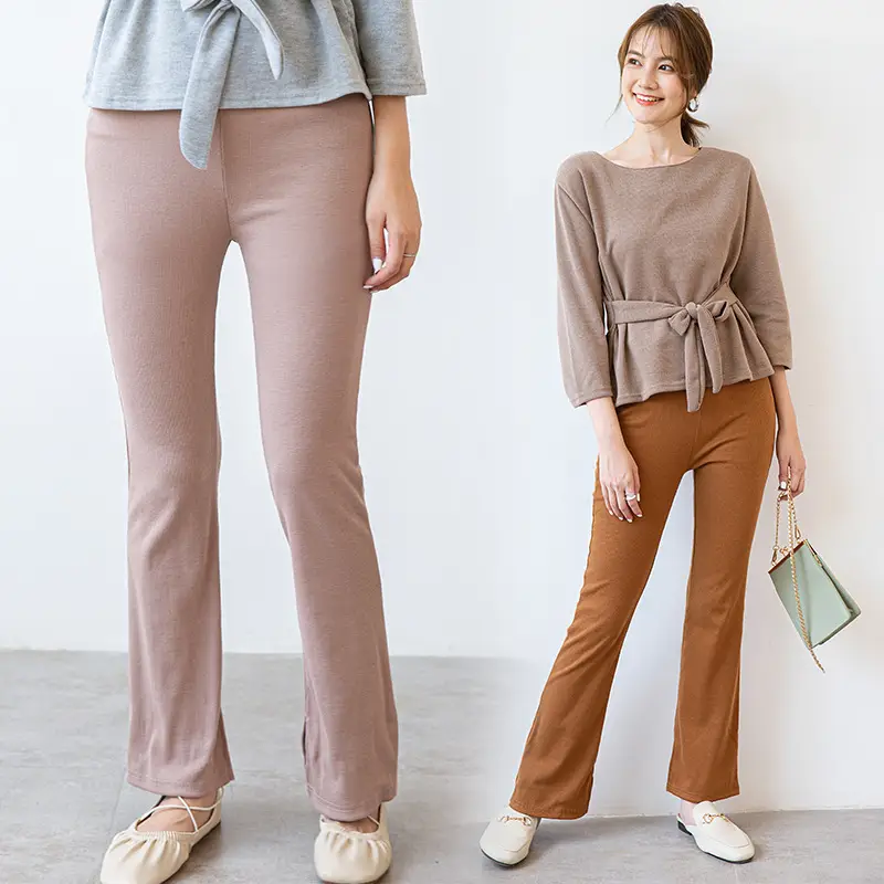 Women Split Leggings Beige High Heel Casual Wear - Image 15