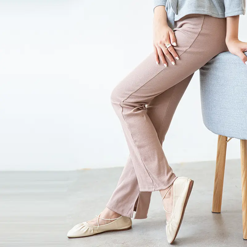 Women Split Leggings Beige High Heel Casual Wear - Image 16