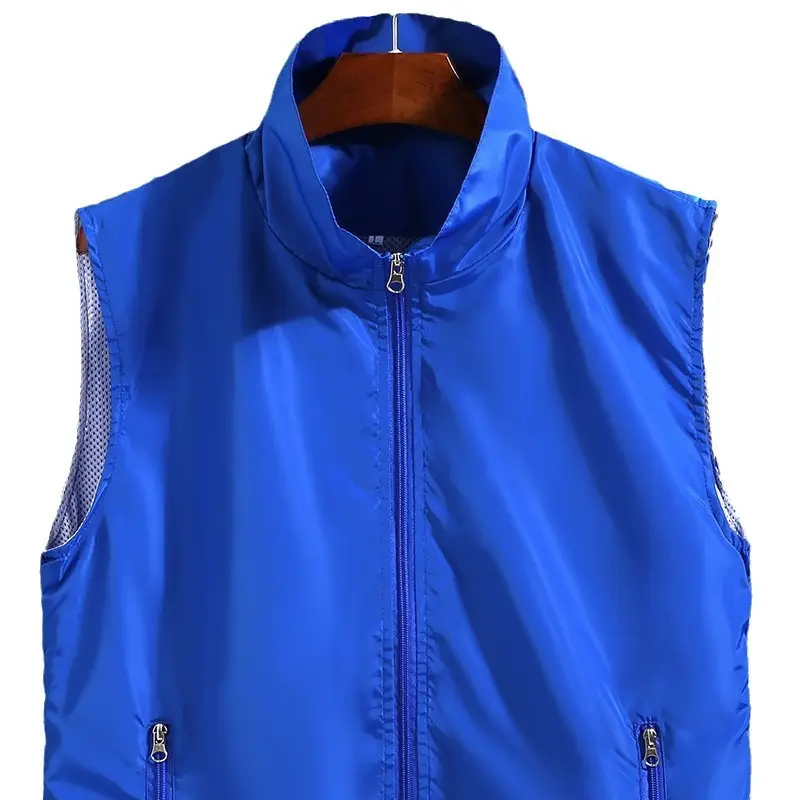 Blue Full Zip Vest for Men Outdoor Wear