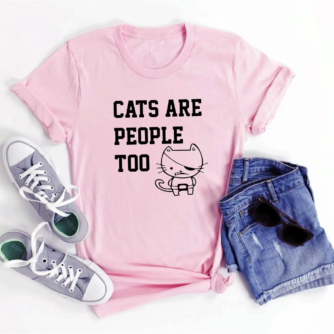 Cats Are People Too Black T-Shirt - Image 4