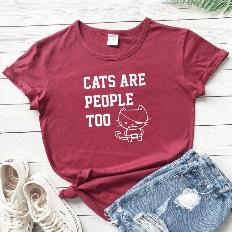 Cats Are People Too Black T-Shirt - Image 7