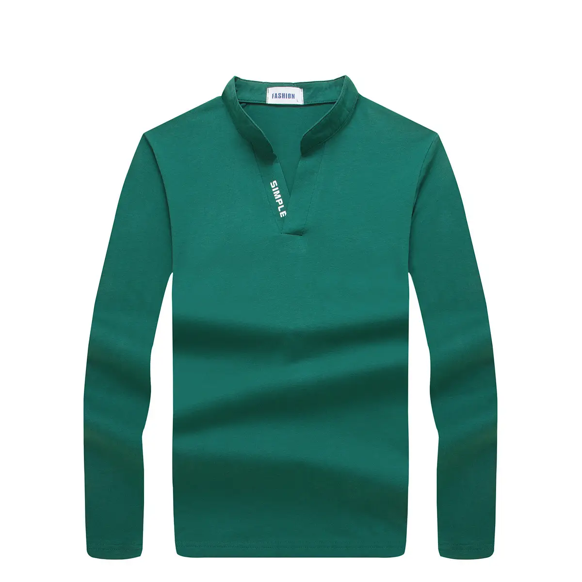 Japanese Men's Grey Long Sleeve Collar T-Shirt Slim Fit