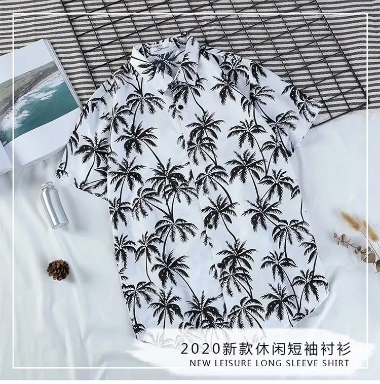 South Korea Vintage Floral Short Sleeve Shirt Men Women