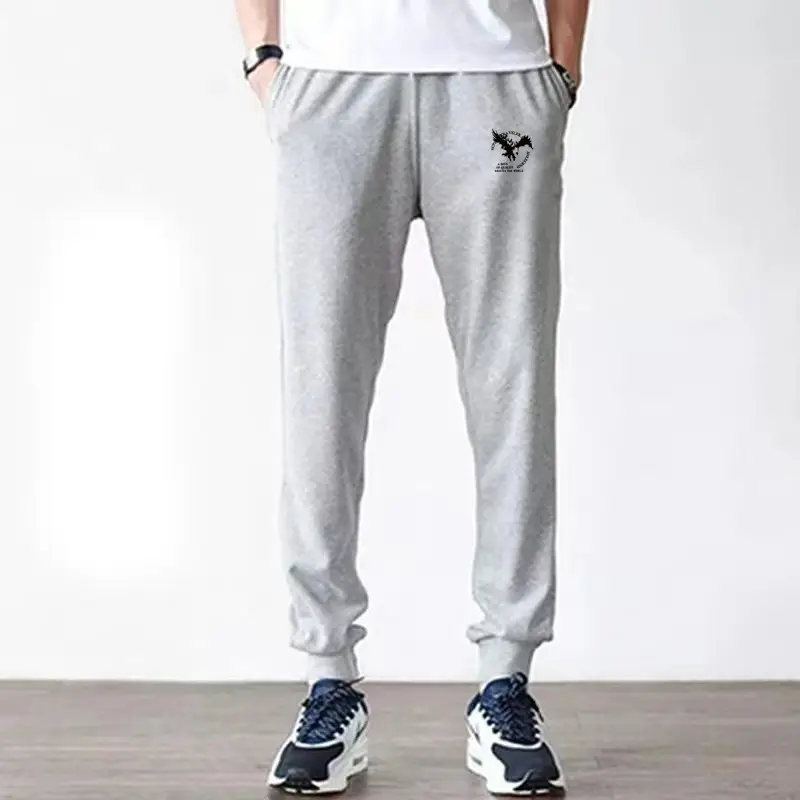 2023 Men Grey Cotton Jogger Pants Loose Fit - Image 10