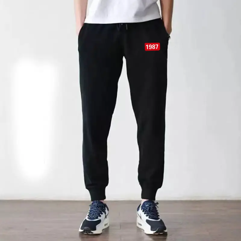 2023 Men Grey Cotton Jogger Pants Loose Fit - Image 11