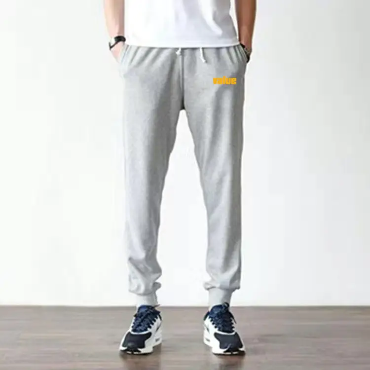 2023 Men Grey Cotton Jogger Pants Loose Fit - Image 14