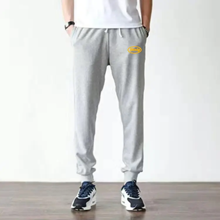 2023 Men Grey Cotton Jogger Pants Loose Fit - Image 16