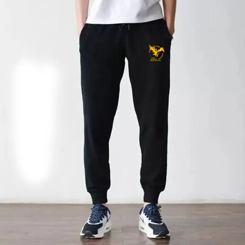 2023 Men Grey Cotton Jogger Pants Loose Fit - Image 19
