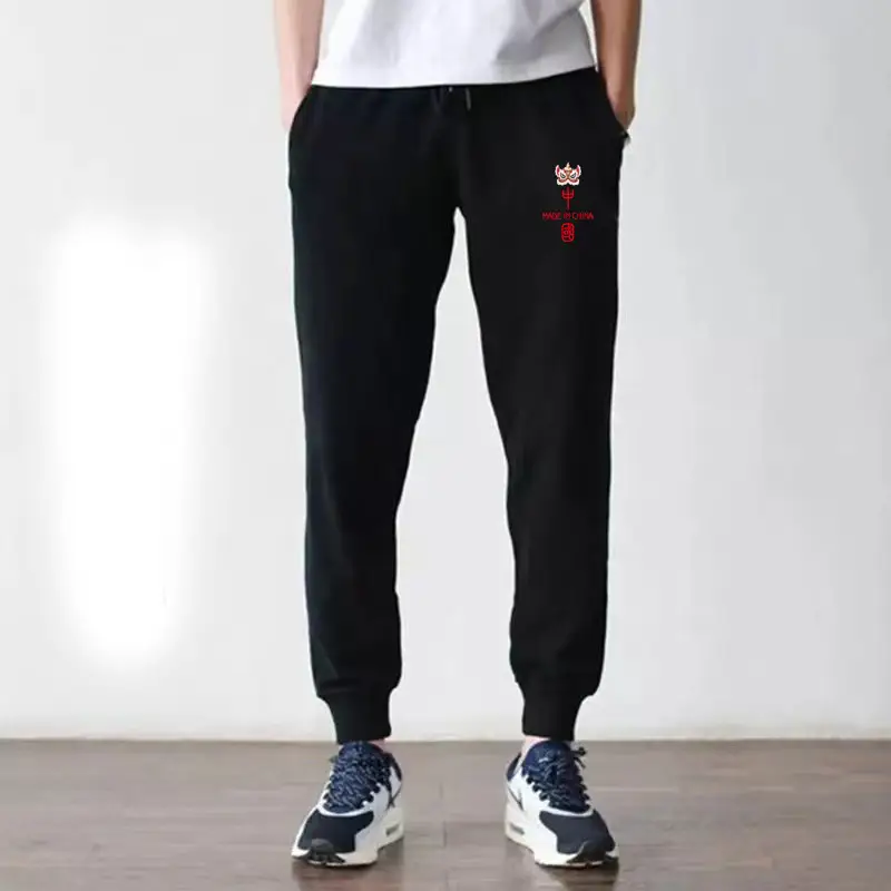 2023 Men Grey Cotton Jogger Pants Loose Fit - Image 3