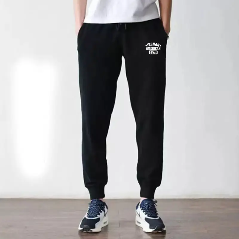 2023 Men Grey Cotton Jogger Pants Loose Fit - Image 5