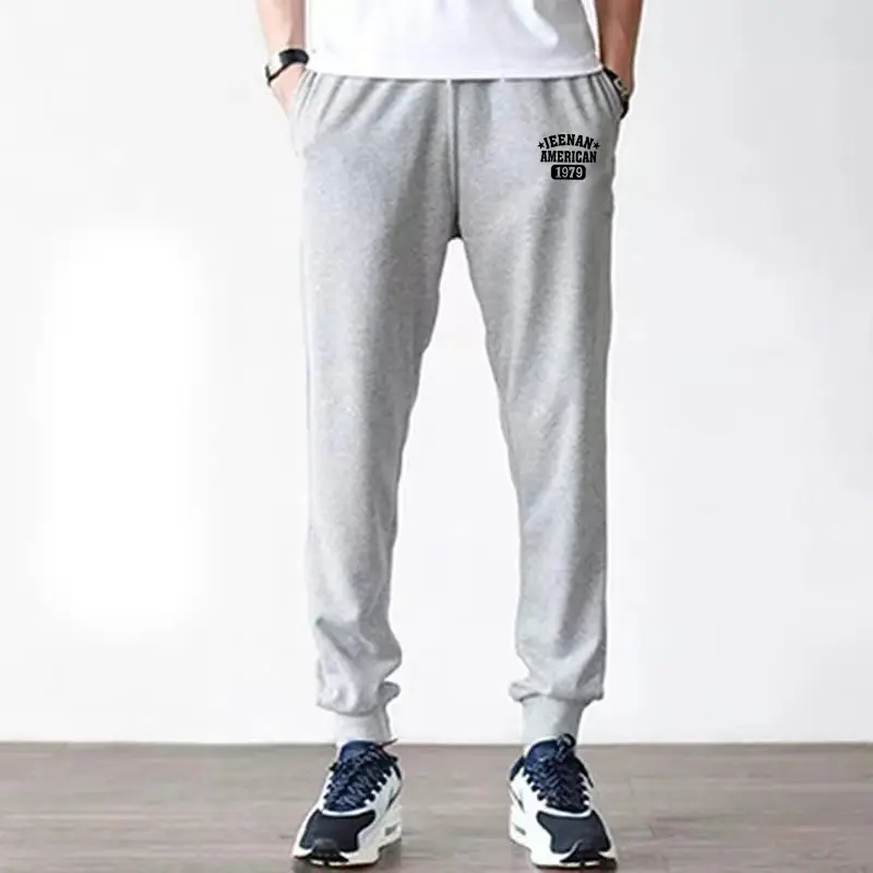 2023 Men Grey Cotton Jogger Pants Loose Fit - Image 6