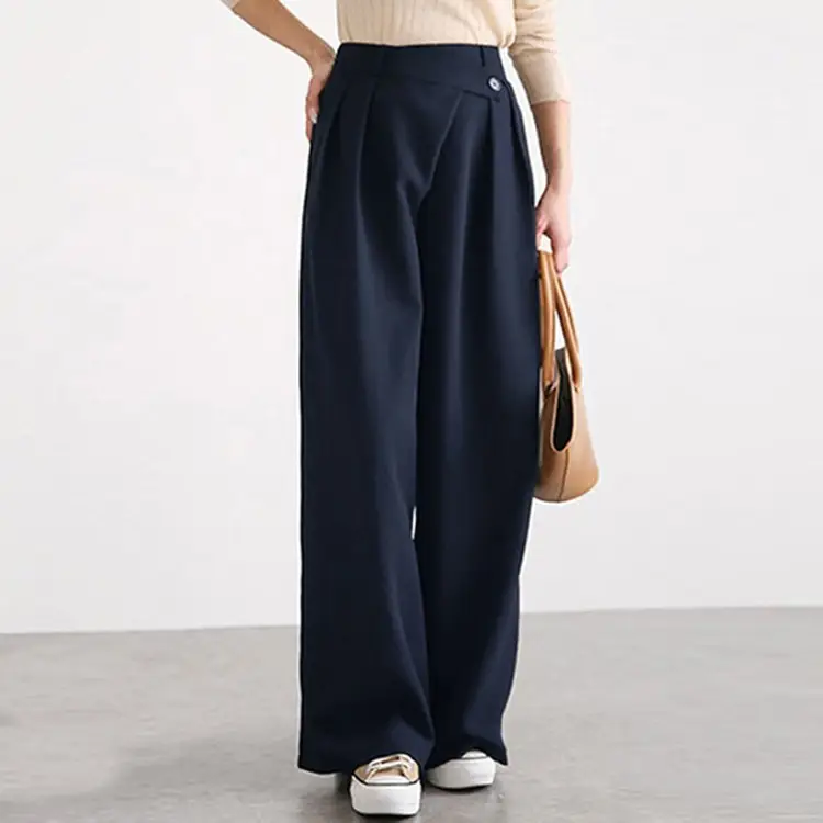 Women's Wide Leg Pants Grey Belt Design 2024 - Image 7
