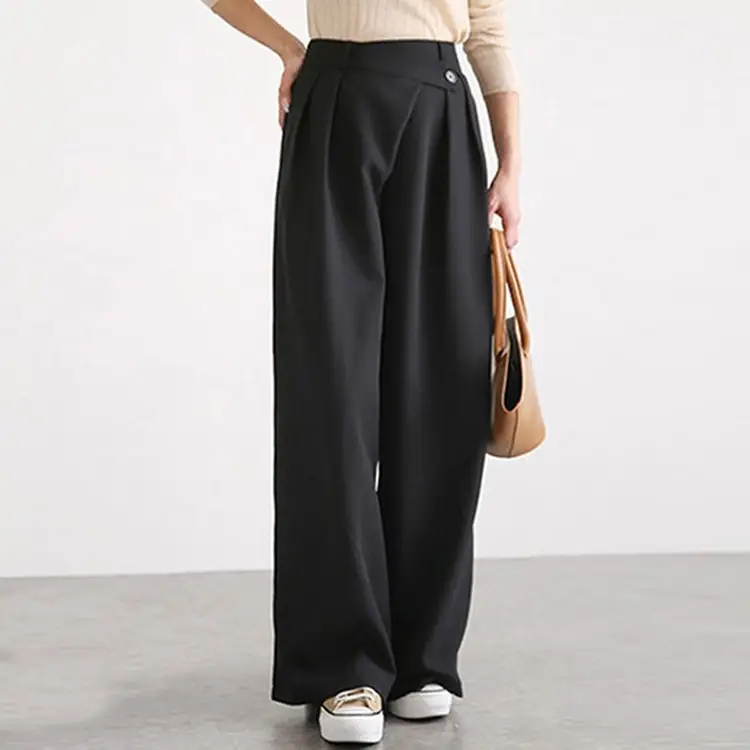 Women's Wide Leg Pants Grey Belt Design 2024 - Image 8