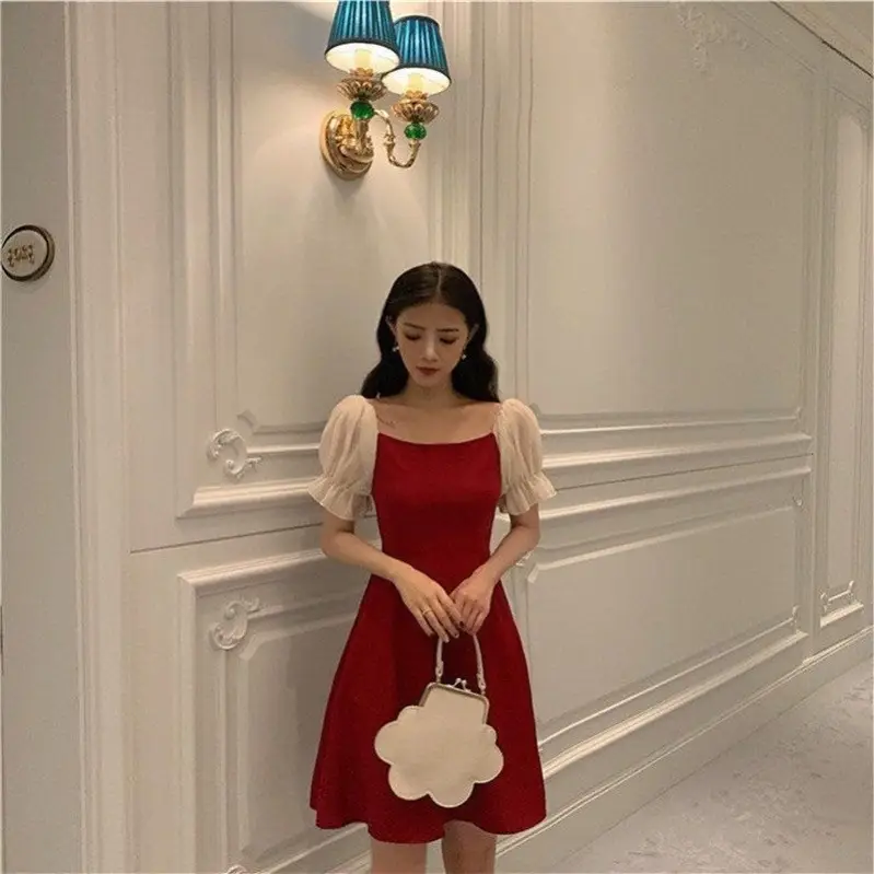 Red Korean Dress for Girls Summer Fairy Skirt - Image 4