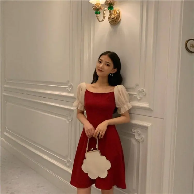 Red Korean Dress for Girls Summer Fairy Skirt — feature 1