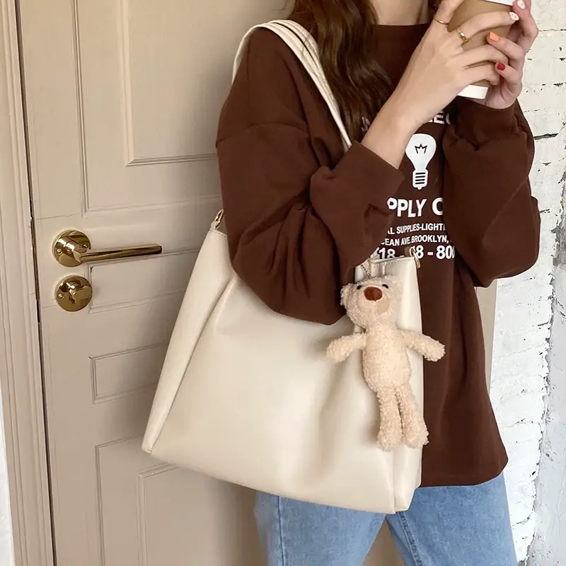 Women's Black Crossbody Bag with Teddy Bear Charm — feature 19