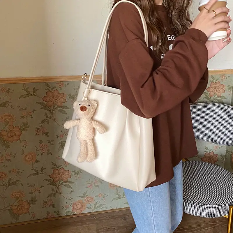 Women's Black Crossbody Bag with Teddy Bear Charm — feature 20
