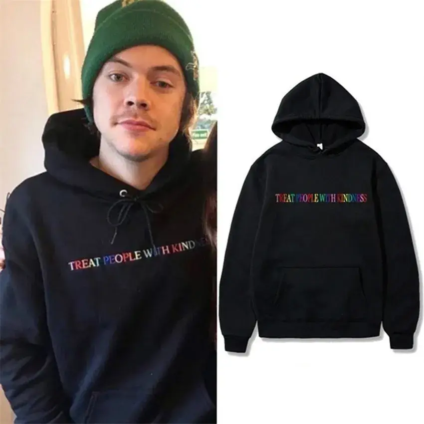 Black Harry Styles Hoodie with Rainbow Print - Image 21