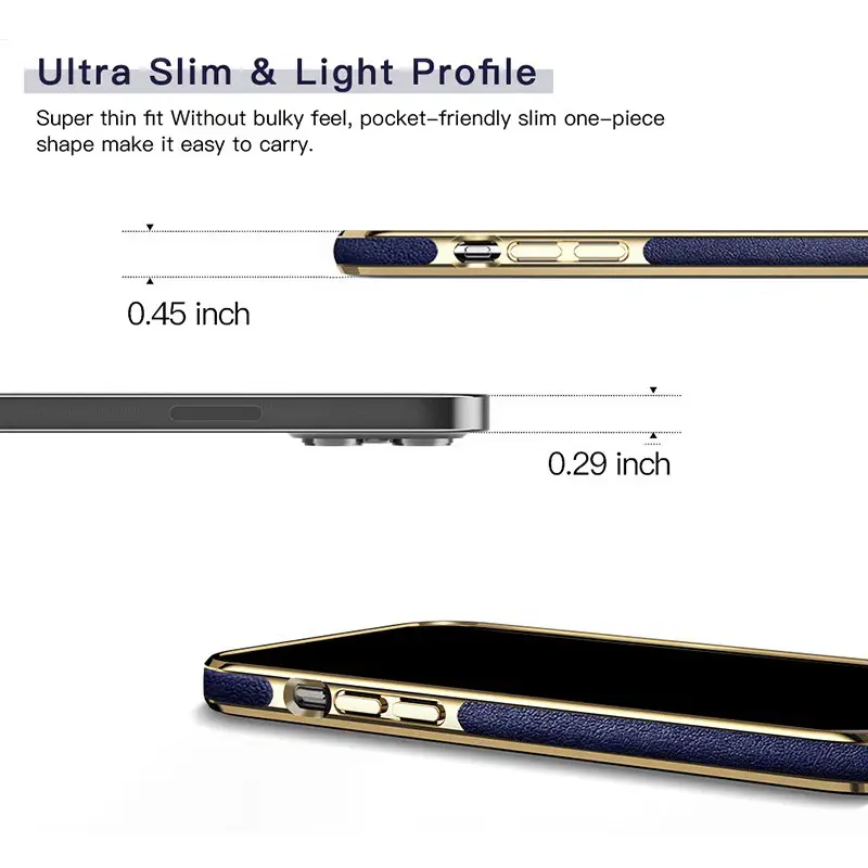 Apple 12 Pro Full Leather Case with Exquisite Outlines