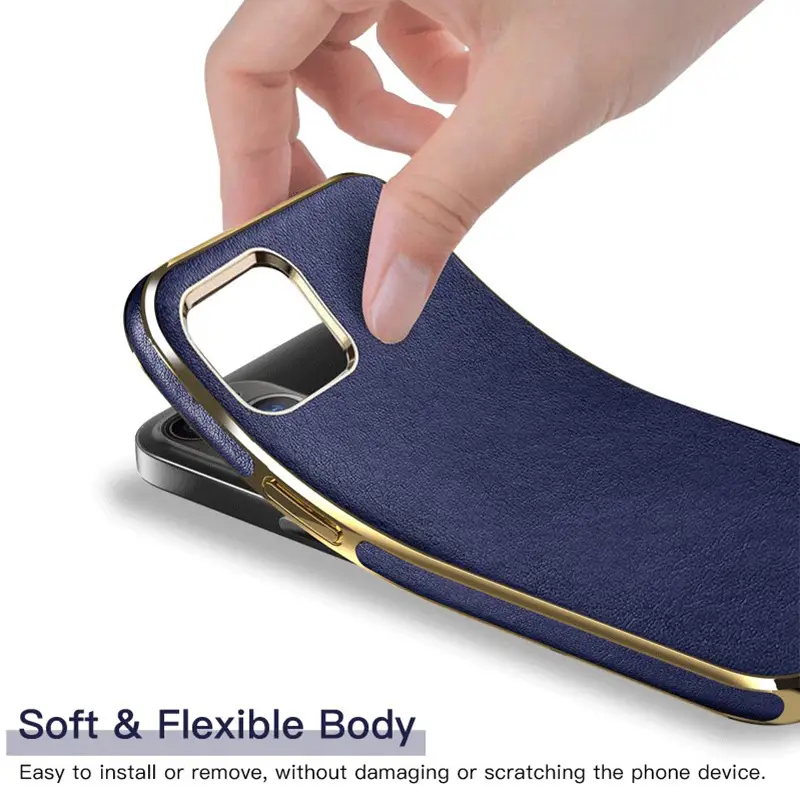Apple 12 Pro Full Leather Case with Exquisite Outlines