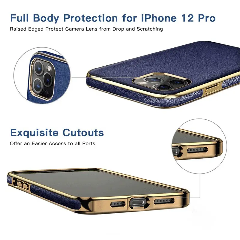 Apple 12 Pro Full Leather Case with Exquisite Outlines