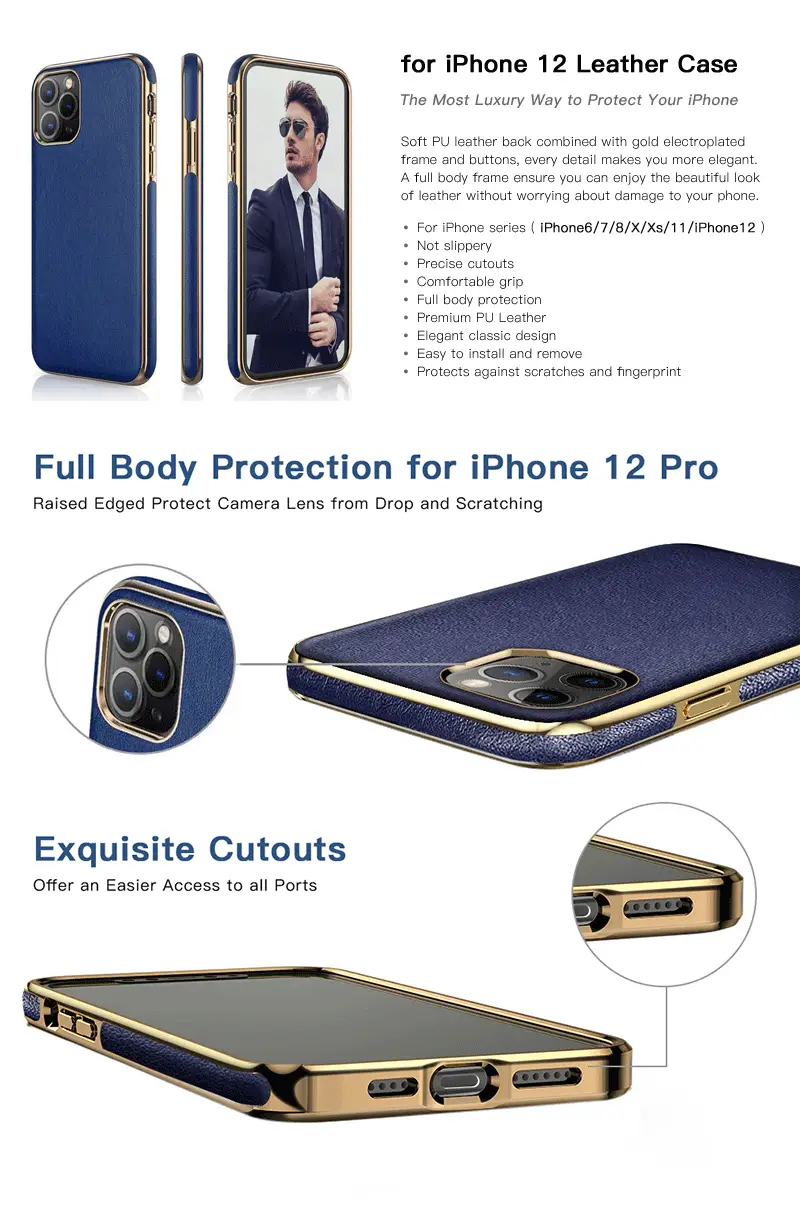 Apple 12 Pro Full Leather Case with Exquisite Outlines — feature 4