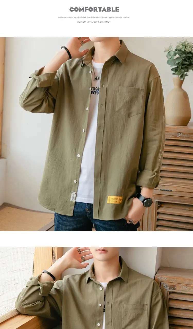 Men White Long Sleeve Button Shirt for Men — feature 11