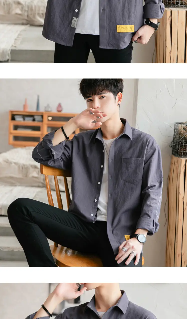 Men White Long Sleeve Button Shirt for Men — feature 14