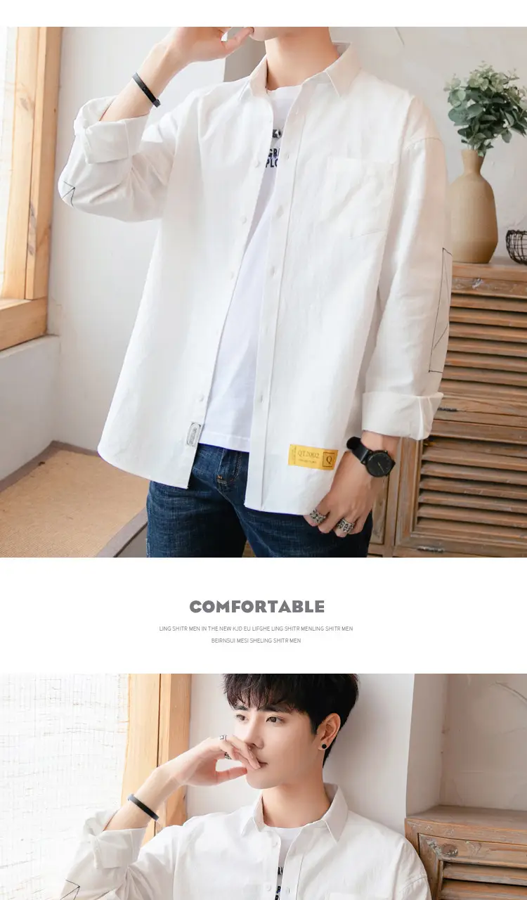 Men White Long Sleeve Button Shirt for Men — feature 6