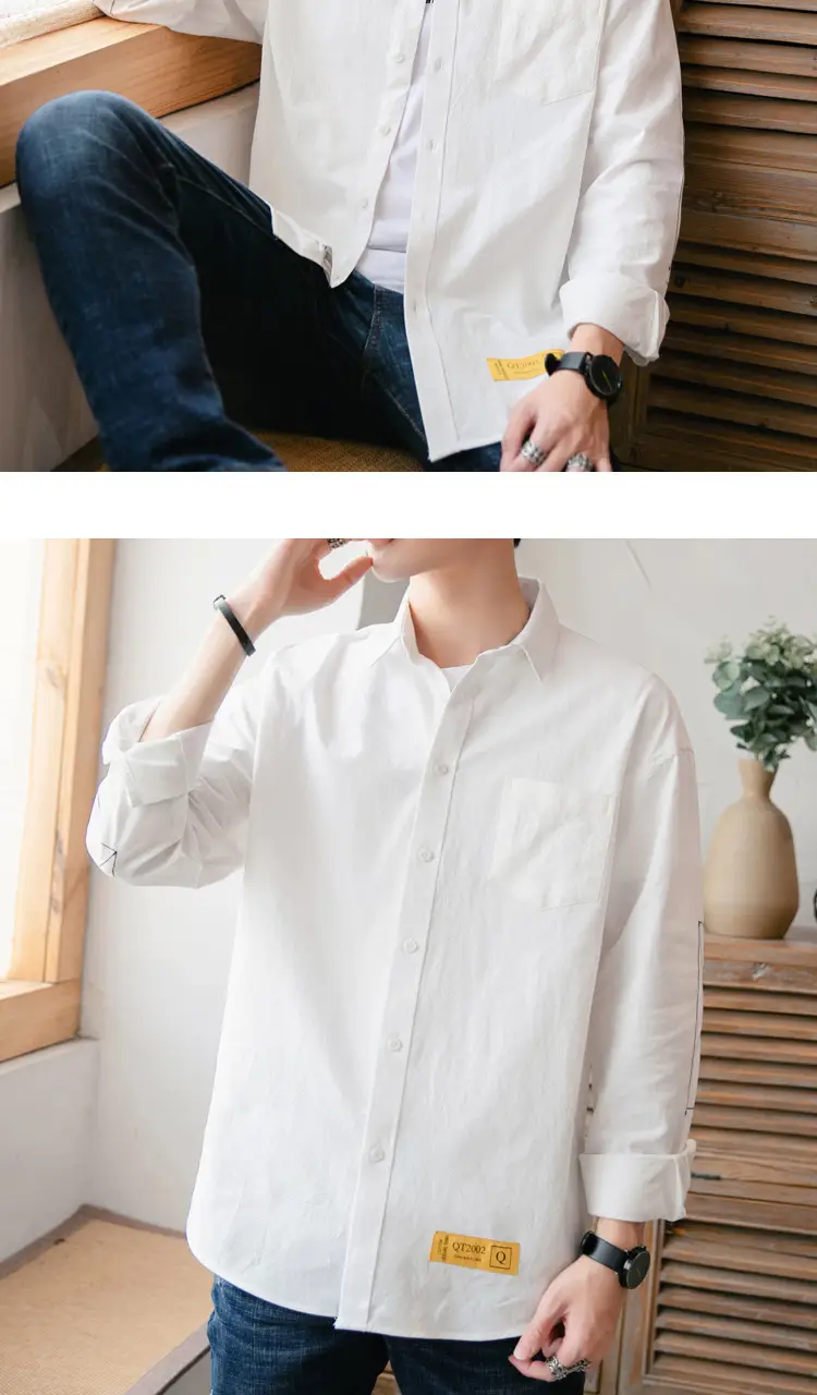 Men White Long Sleeve Button Shirt for Men — feature 7