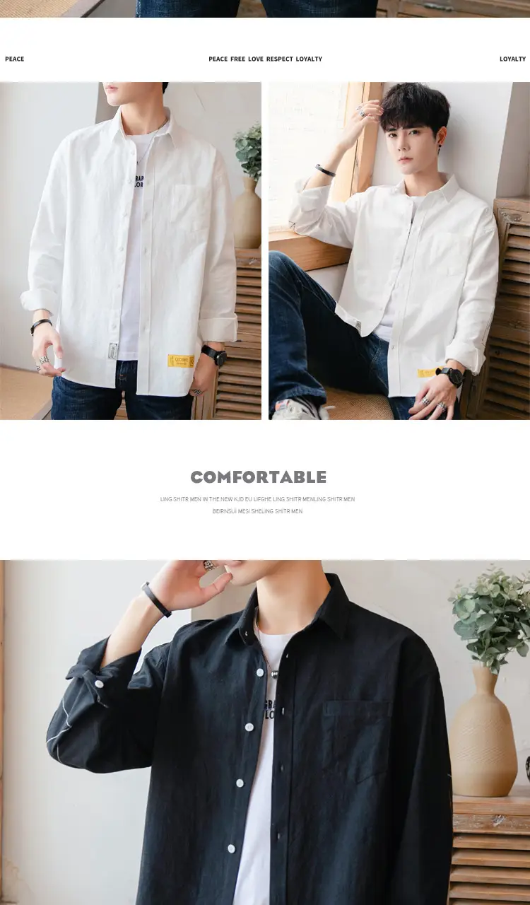 Men White Long Sleeve Button Shirt for Men — feature 8